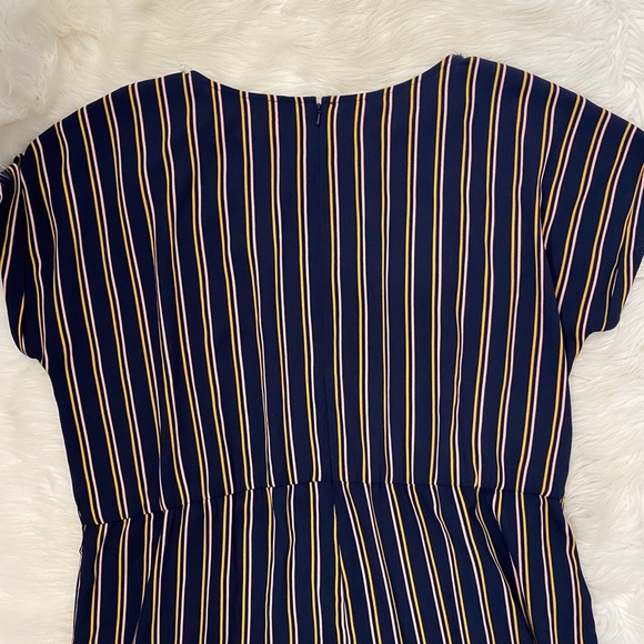 Halogen Navy Blue Yellow Striped Short Sleeve Slim Leg Jumpsuit Nordstrom - Picture 5 of 9